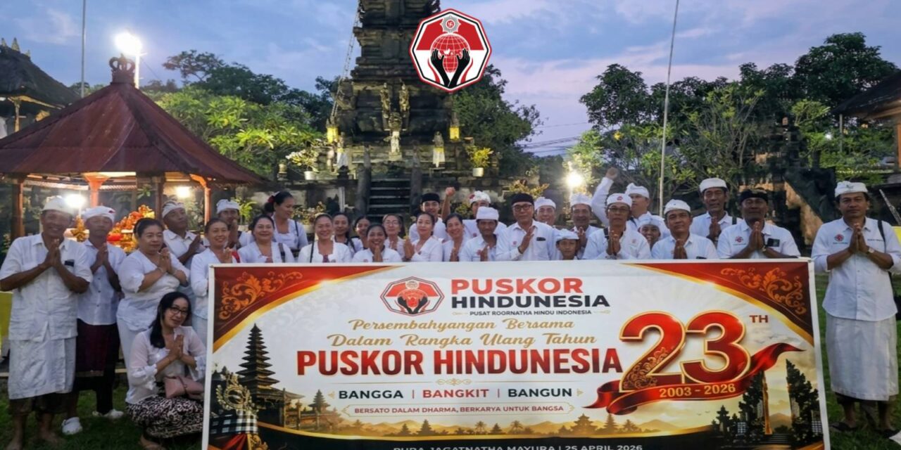 Rayakan HUT ke-23, Puskor Hindunesia NTB Gelar Persembahyangan Bersama di Pura Jagatnatha Mayura