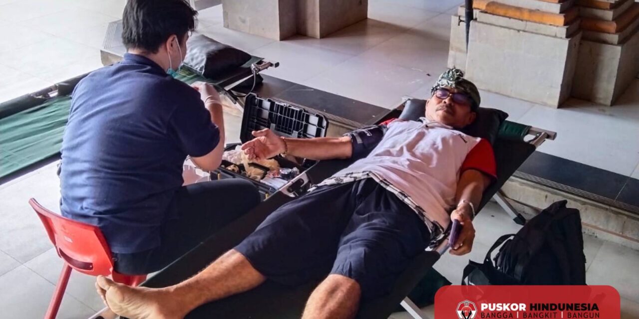 Aksi Donor Darah Massal Warnai Puncak Sewaka Dharma Hari Jadi ke-23 Puskor Hindunesia