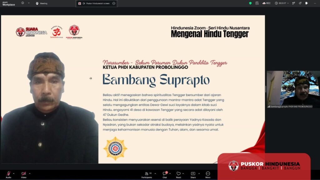 Bambang Suprapto menjadi Narasumber Hindunesia Zoom Mengenal Hindu Tengger