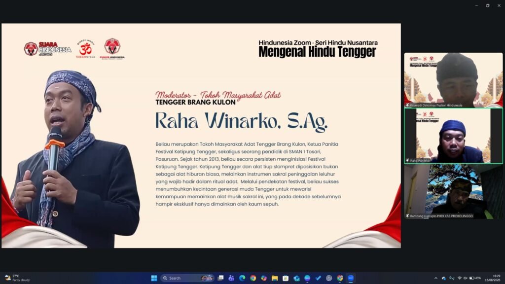 Raka Winarko S.Ag Tokoh Masyarakat Tengger Brang Kulon yang menjadi Moderator pada kesempatan Hindunesia Zoom kali ini