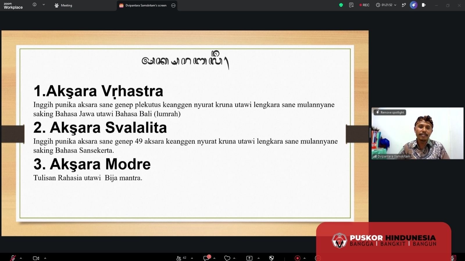 Merawat Memori Peradaban: Dirjen Bimas Hindu Buka Kelas Perdana Aksara Bali Kuno Bersama Puskor Hindunesia dan Yayasan Dvipantara Samskrtam